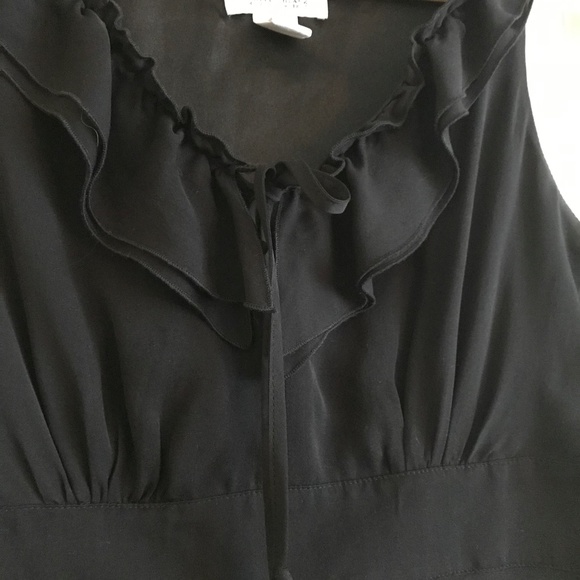 WHBM Black Sleeveless Blouse with Tie Front - Picture 3 of 6